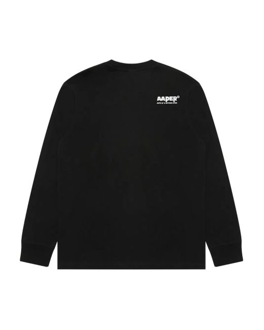 Aape By A Bathing Ape Black Monkey-Head Logo Long-Sleeve T-Shirt for men
