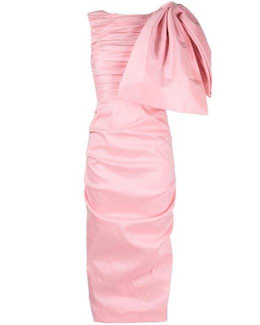 Rachel Gilbert Pink Zima Ruched Midi Dress