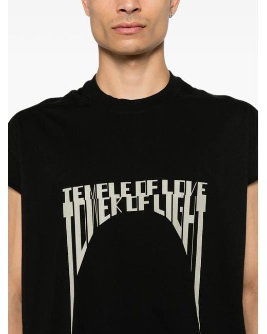 Rick Owens Black Graphic-Print Longline T-Shirt for men