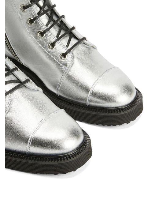 Giuseppe Zanotti White Thora Lace-Up Ankle Boots