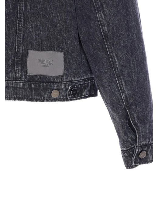 Fendi Blue Ff Motif Denim Blouson for men