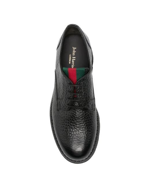 JOHN HARRISON Black Pebbled-Effect Derby Shoes for men