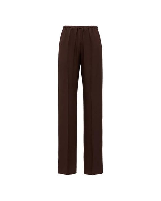 Forte_forte Brown Elasticated Side-Slit Trousers