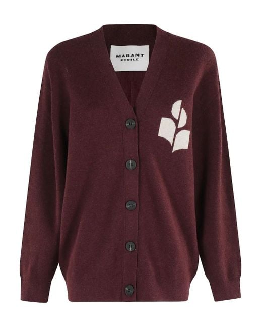 Isabel Marant Purple Logo V-Neck Cardigan