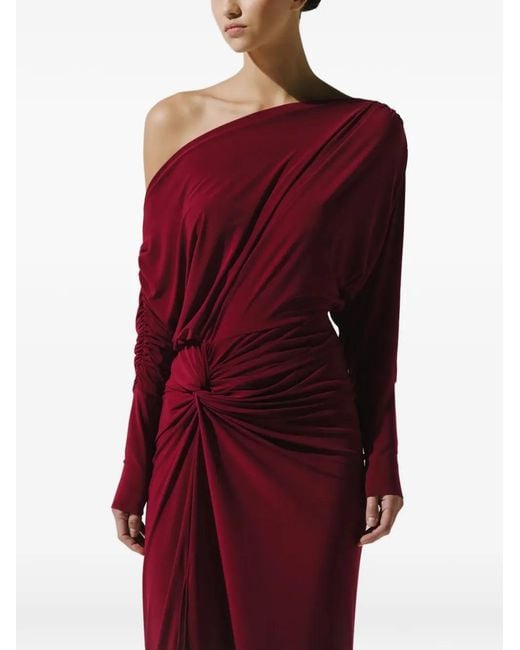 Baobab Red Onda Knot-Detail Maxi Dress