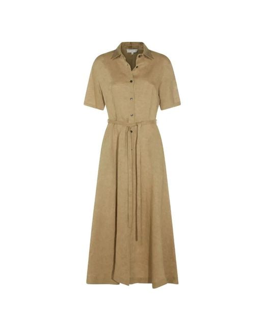 Antonelli Natural Button Belted Midi Dress