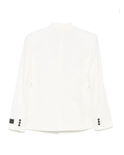 MSGM White Double-Breasted Blazer