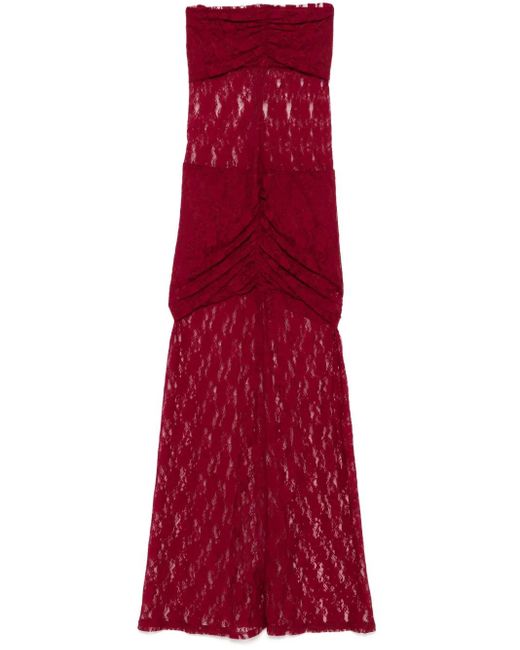 ROTATE BIRGER CHRISTENSEN Red Lace Maxi Dress