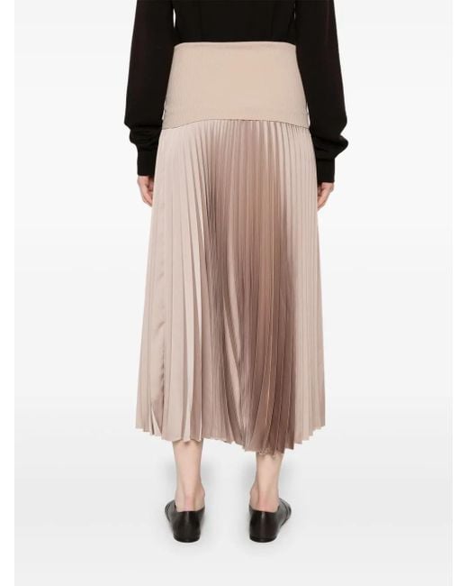 D.exterior Natural Pleated Midi Skirt