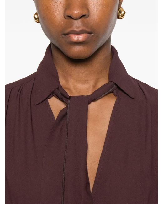 Elisabetta Franchi Purple V-Neck Buttoned Top