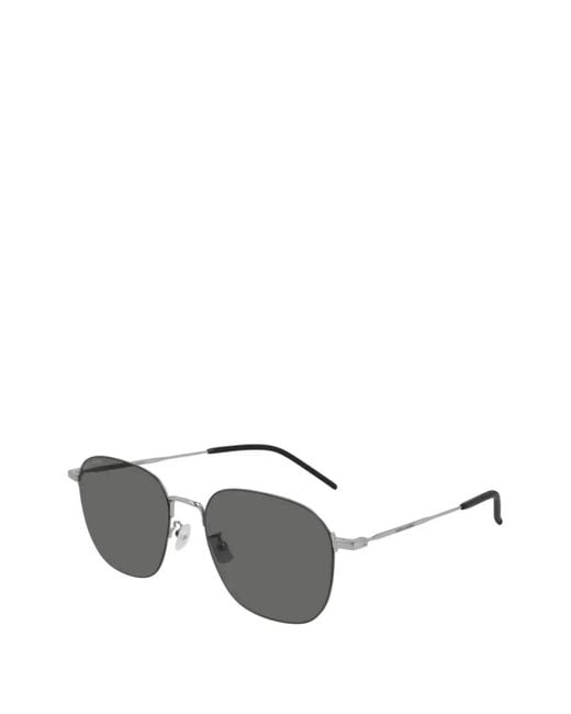 Saint Laurent Black Rectangle-Frame Logo-Engraved Sunglasses