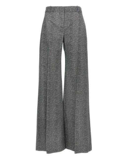 Ermanno Scervino Gray Herringbone Patterned Viscose Trousers