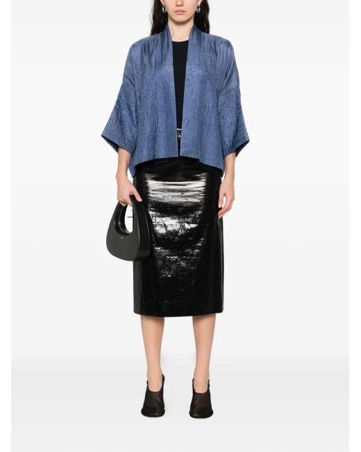 Yavi Blue Textured Silk Jacket