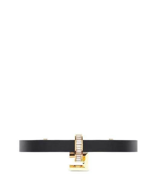 Elisabetta Franchi White Jewell-Embelished Logo Choker Necklace
