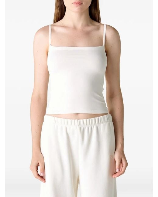 ÉTERNE White Square Neck Tank Top