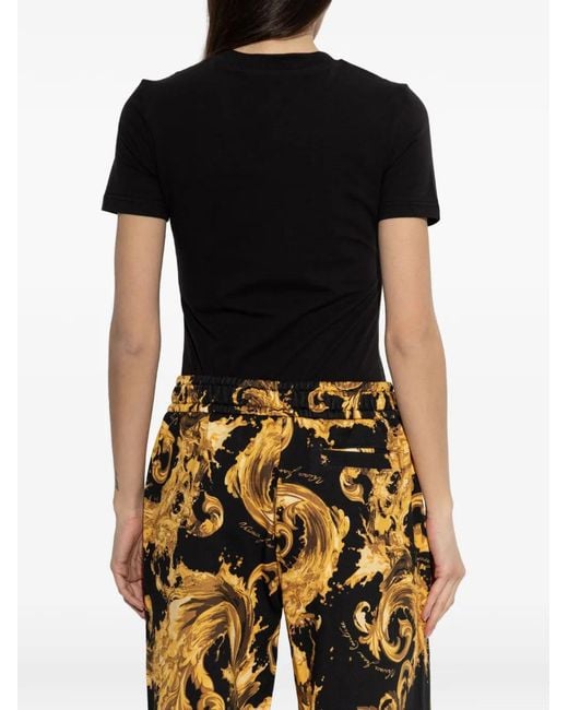 Versace Jeans Couture Black T-Shirt À Logo Imprimé
