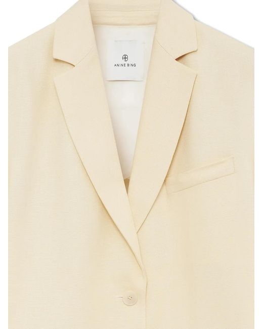 Anine Bing Natural Quinn Single-Breasted Blazer
