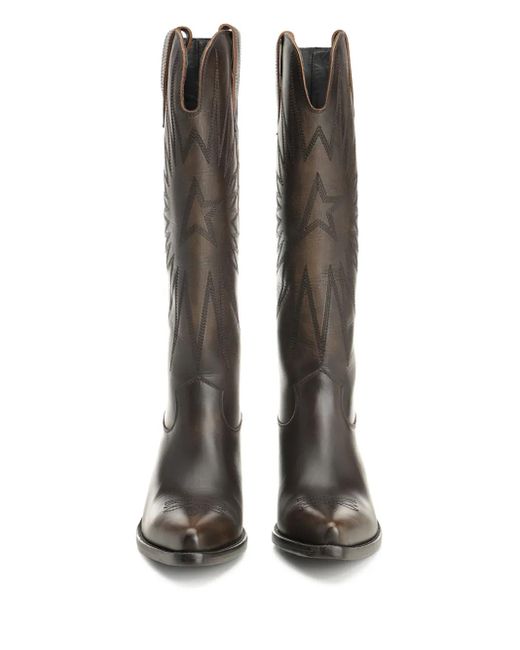 Golden Goose Deluxe Brand Gray Stiefel mit Sternstickerei 40mm