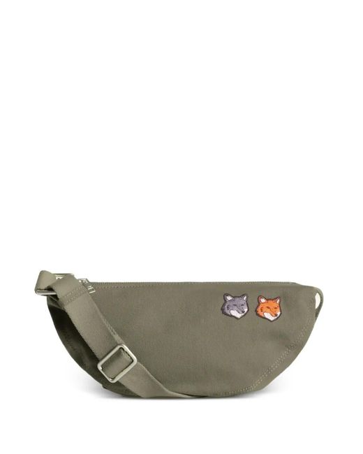 Maison Kitsuné Gray Embroidered Messenger Bag