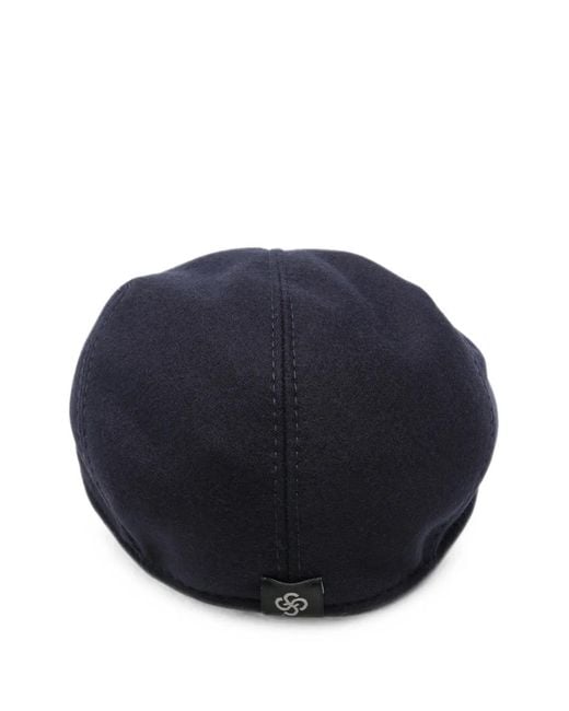Gran Sasso Blue Logo-Patch Flat Cap for men
