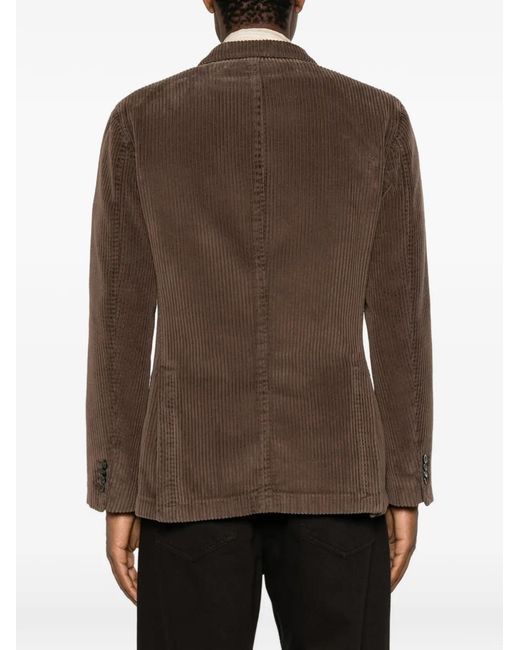Boglioli Brown Double-Breasted Corduroy Jacket for men