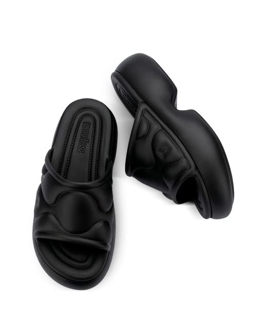 Melissa Black Puff Platform Slides