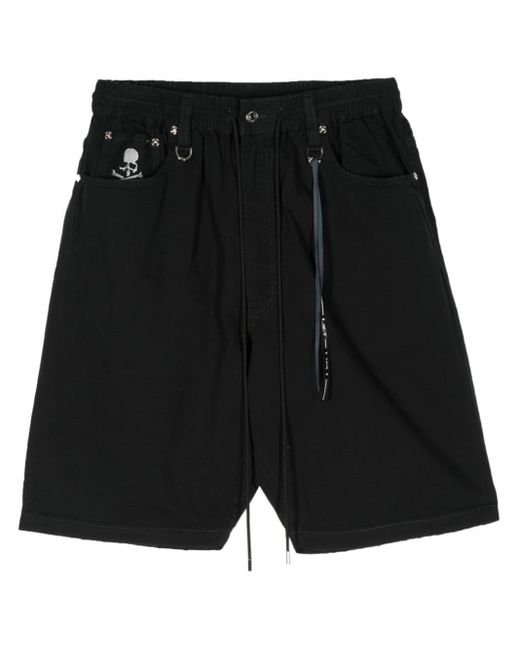 Mastermind Japan Black Embroidered-logo Cotton Shorts for men