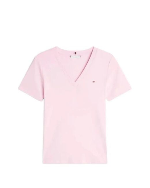 Tommy Hilfiger Pink Slim V-Neck T-Shirt