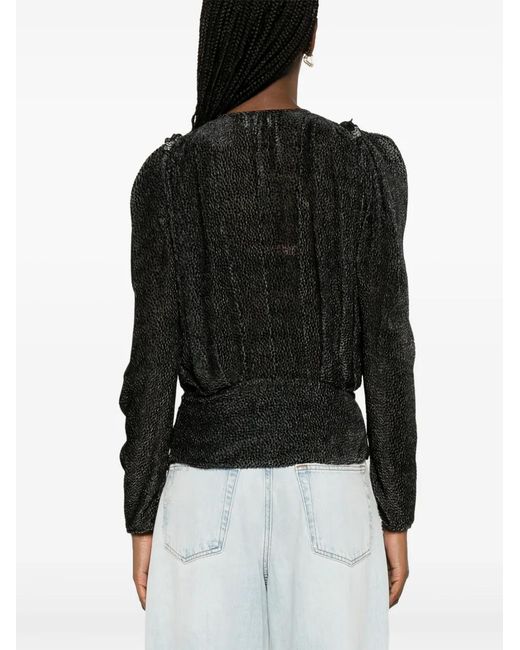 Isabel Marant Black Zarga Spotted Velvet Blouse