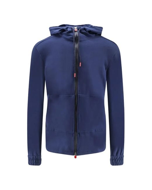 Kiton Blue Drawstring-Hood Zip-Up Hoodie for men