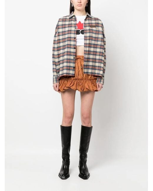 DSquared² Brown Pleated Drawstring Miniskirt