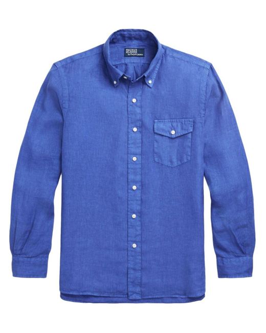 Chemise en lin à manches longues Polo Ralph Lauren pour homme en coloris Blue