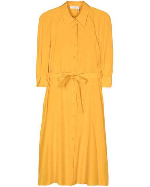 Chloé Yellow Cut-out Silk Midi Dress