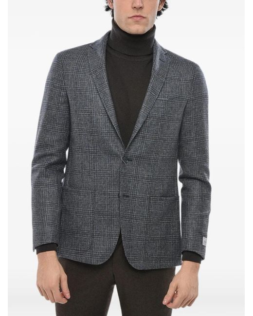 Corneliani Gray Check-Pattern Wool Blazer for men
