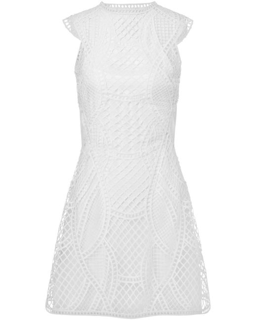 Alberta Ferretti White Embroidered Open-back Minidress
