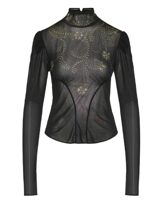 Rabanne Black Beaded Long-Sleeved Top