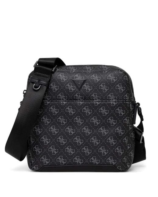 Guess Black Torino Patterned Messenger Bag for men