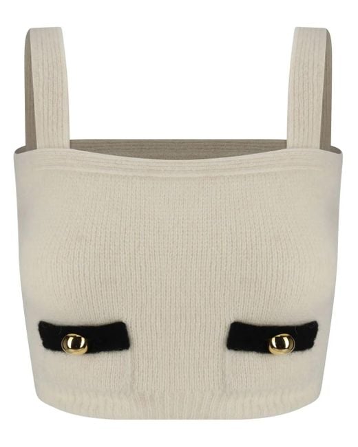 Alessandra Rich Natural Ribbed-Knit Top