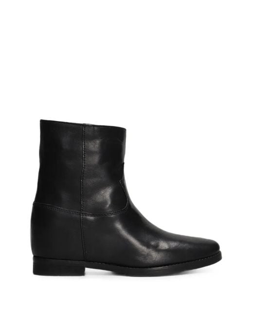 Julie Dee Black Western-Style Leather Ankle Boots
