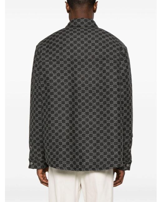 Gucci Black Reversible GG-jacquard Shirt for men