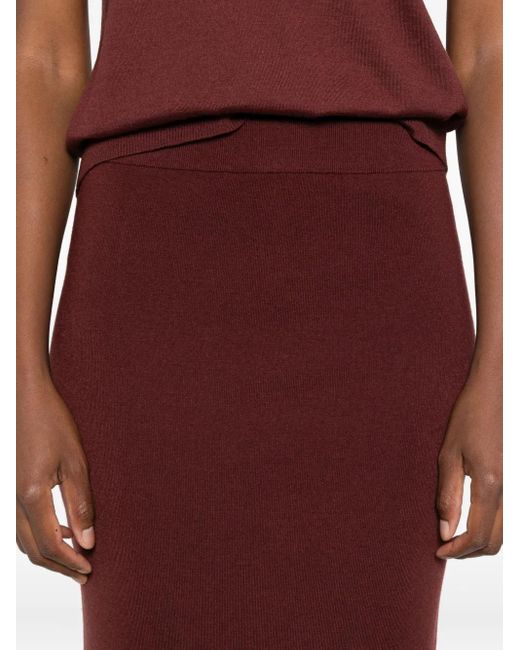 Dorothee Schumacher Red Elastic-Waistband Midi Skirt