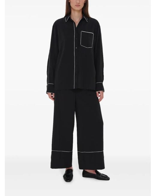 A.M.G Black Contrast-Trim Shirt