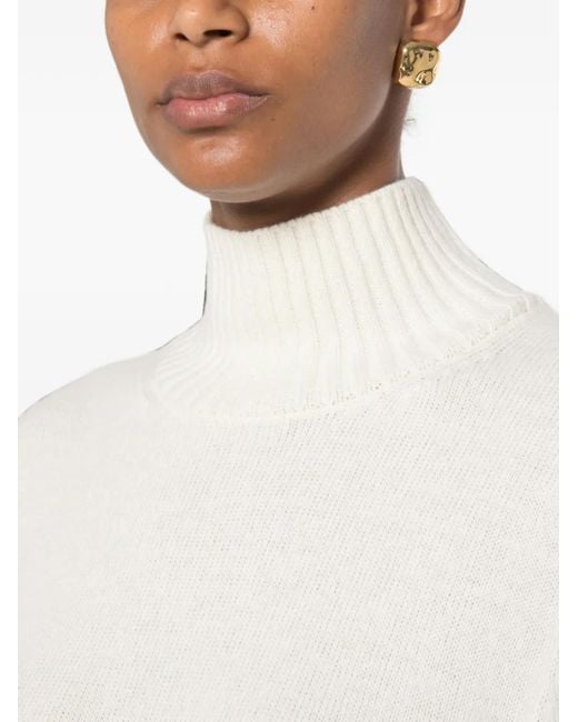 SERGIO MORETTI FIRENZE White High-Neck Knitted Dress