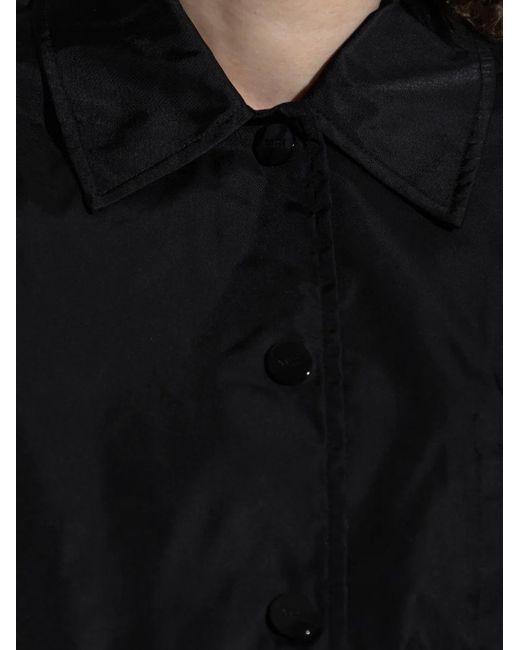 Ganni Black Logo-Appliqué Bomber Jacket