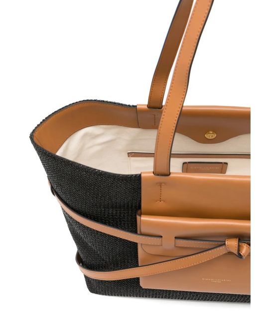 Gianni Chiarini Black Belty Top Handle Knotted Tote Bag