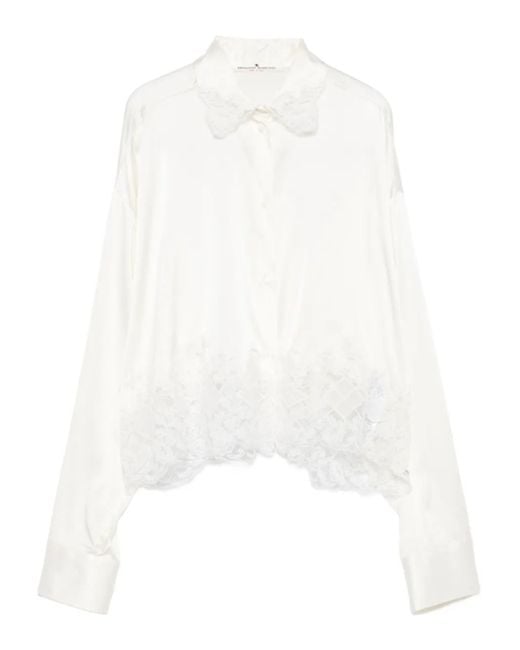 Ermanno Scervino レーストリム シャツ White