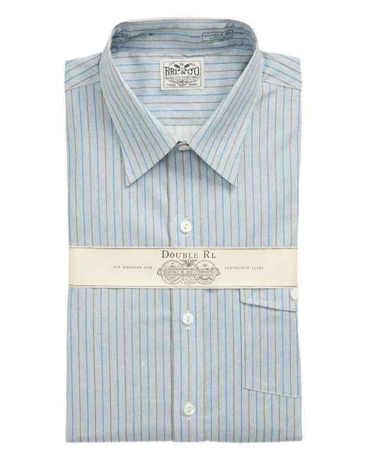 RRL Blue Eli Striped Button-Up Shirt for men
