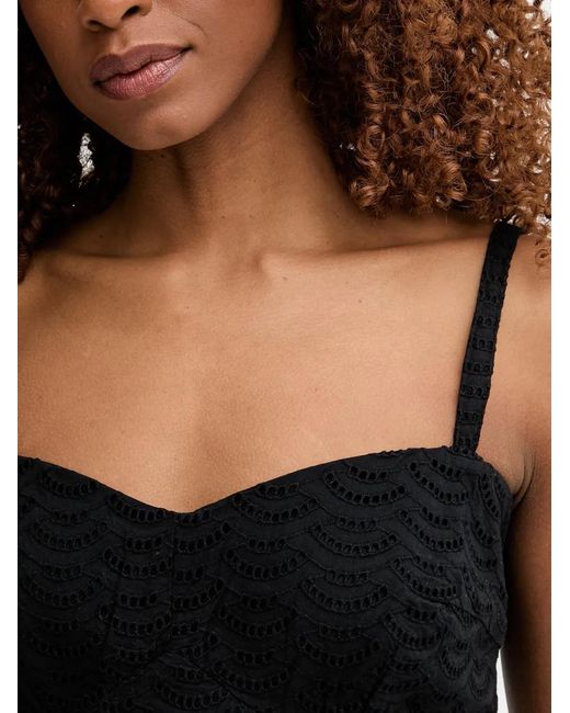 Guess Black Broderie-Anglaise Cropped Top