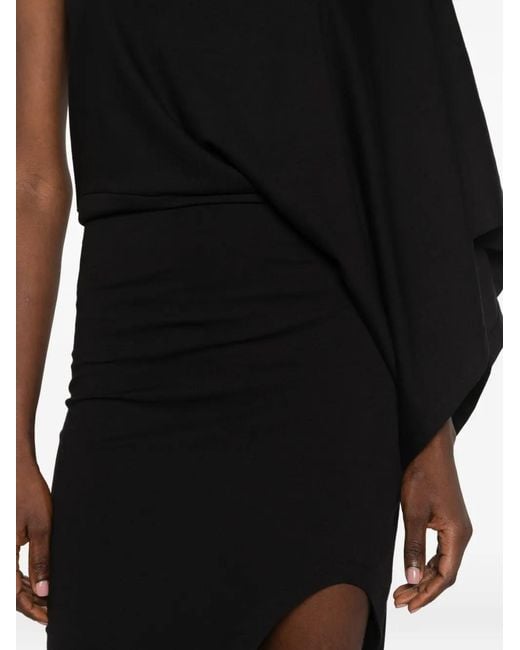 A.W.A.K.E. MODE Black Asymmetric Cut-Out Maxi Dress