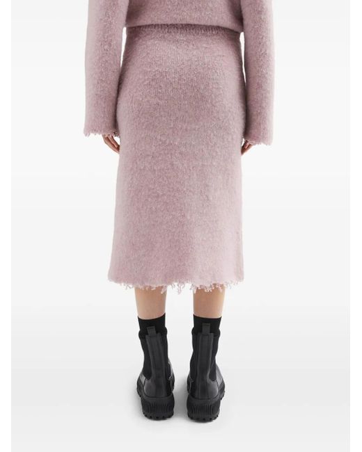 Jil Sander Pink Wool Knitted Midi Skirt